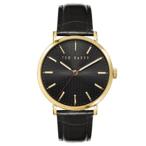 Ted Baker Black Leather Watch With Black Dial