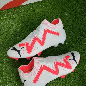 White & Pink PUMA Soccer Boot