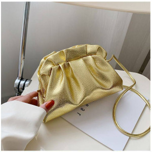 Gold Clutch Bag With Long Strap